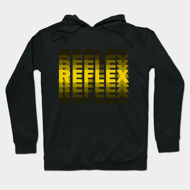 REFLEX - YELLOW text with blur Hoodie by Abrek Art